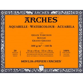 OFFERTA ARCHES Blocco per acquarello Arches offerta carta Arches 100%  cotone, Torchon, 31x41 cm, 300gr/mq, 20 FOGLI collati