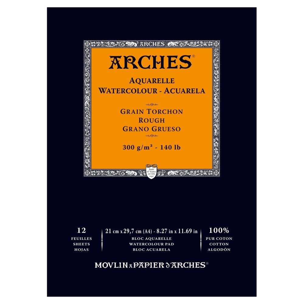 Arches blocco per acquerello, 100% cotone, Grana Satinata, A4 21x29,7 cm, 300gr/mq, 12 FOGLI 
