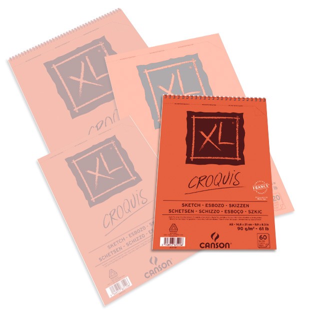 Blocco Schizzo Canson XL 100 fogli, con spirale, 90gr/mq, formato A4 