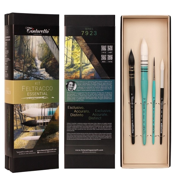 Kit 4 Pennelli Tintoretto serie Feltracco Essential in cofanetto