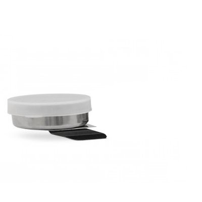 Contenitore metallico con clip e tappo in plastica