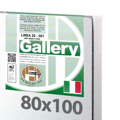 80x100 cm - Tela per pittura pronta - Pieraccini linea Gallery 20/561 - Made in Italy