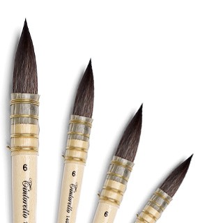 Tintoretto serie 1400 - pennello Pelo di vajo, tondo, manico corto, acquerello bombasino