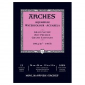 Arches blocco per acquerello, 100% cotone, Grana Satinata, 26x36 cm, 300gr/mq, 12 FOGLI 