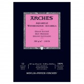 Arches blocco per acquerello, 100% cotone, Grana Satinata, A3 29,7x42 cm, 300gr/mq, 12 FOGLI 